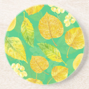 Waterverf najaarpatroon zandsteen onderzetter