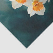 Waterverf narcissen Blauwgroen achtergrond decoupa Tissuepapier (Detail)