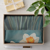 Waterverf narcissen Blauwgroen achtergrond decoupa Tissuepapier (Geschenk)