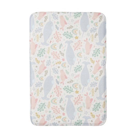 Waterverf Narwhal & Seal Patroon Badmat (Voorkant Verticaal)