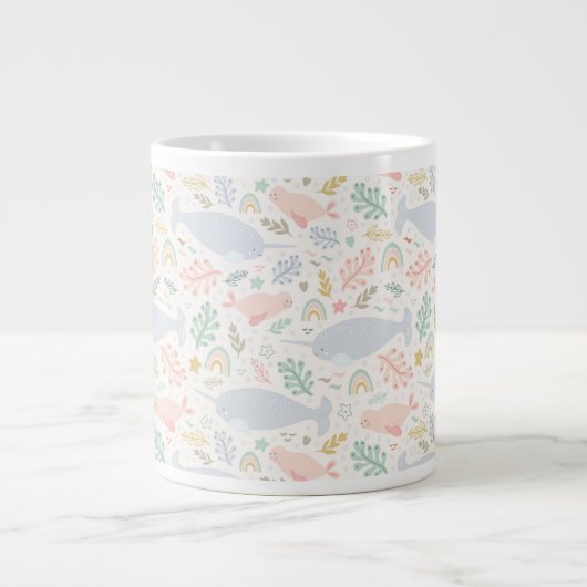 Waterverf Narwhal & Seal Patroon Extra Grote Beker (Voorkant)
