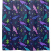 Waterverf Narwhals onder het Zee Gold Douchegordijn (Voorkant)