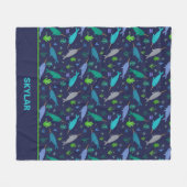 Waterverf Narwhals onder het Zee Gold Kinder Fleece Deken (Voorkant (Horizontaal))