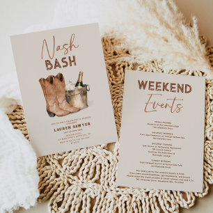 Waterverf Nash Bash Bachelorette Party Uitnodiging