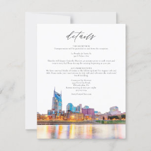 Waterverf Nashville Skyline Wedding Details Kaart
