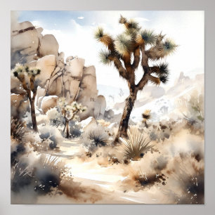 Waterverf Nationaal park Joshua Tree Poster
