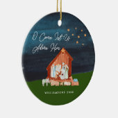 Waterverf Nativiteit Adore Him Scripting Religieuz Keramisch Ornament (Rechts)