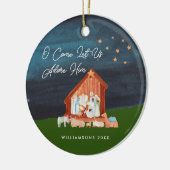 Waterverf Nativiteit Adore Him Scripting Religieuz Keramisch Ornament (Links)