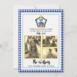 Waterverf Nativiteit Blauwe Kaart voor kerstmis