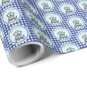 Waterverf Nativiteit Happy Birthday Jesus Cadeaupapier