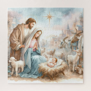 Waterverf Nativiteitsscène Legpuzzel