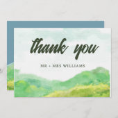 Waterverf Natuur Berg Bruiloft Bedankkaart (Voorkant / Achterkant)