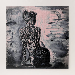 Waterverf - Natuur dame -  - kunst Legpuzzel