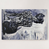 Waterverf - Natuur dame - zwart-wit - Legpuzzel (Horizontaal)