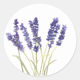 Waterverf natuur lavendel lavender ronde sticker