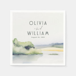 Waterverf Natuur Romantisch Servet