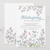 Waterverf Natuur Thanksgiving Potluck Invitation Kaart (Voorkant / Achterkant)