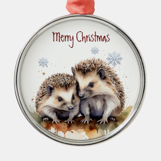 Waterverf Natuur van egel Metalen Ornament (Voorkant)