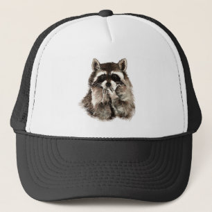 Waterverf Natuur van wilde dieren in Raccoon Trucker Pet