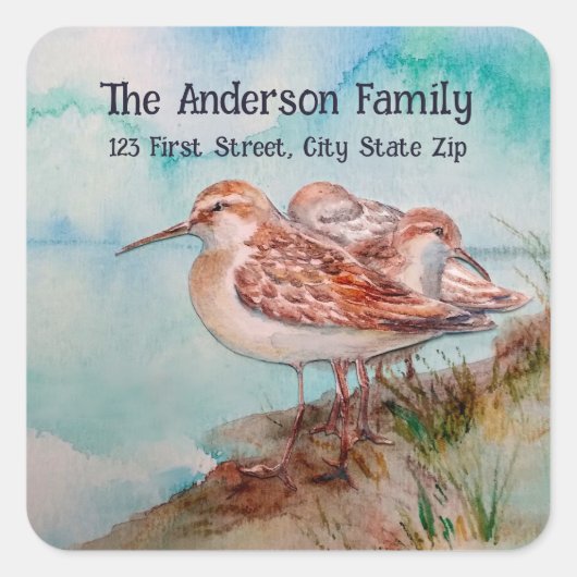 Waterverf Natuur vogelpest Vierkante Sticker (Voorkant)