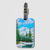 Waterverf Natuur Winter Snowfall Painting Bagagelabel (Voorkant (verticaal))