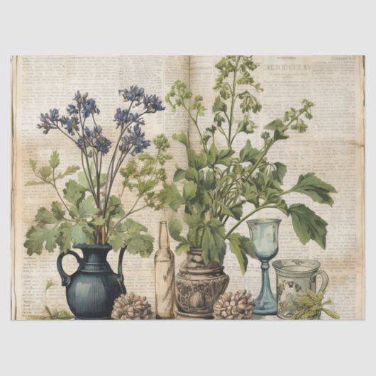  Waterverf Natuurlijke Wildbloem Tissuepapier (Voorkant)