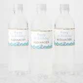 Waterverf Nautical 1st Birthday Waterfles Etiket (Flessen)