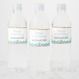 Waterverf Nautical 1st Birthday Waterfles Etiket