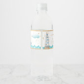 Waterverf Nautical 1st Birthday Waterfles Etiket (Achterkant)