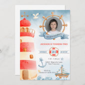 Waterverf Nautical Birthday Kaart (Voorkant / Achterkant)