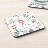 Waterverf Nautical Elements Sailor Bier Onderzetter (Linkerzijde)