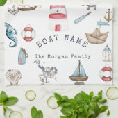 Waterverf Nautical Elements Sailor Theedoek (Gevouwen)