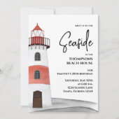 Waterverf Nautical Light House QR Code Party Kaart (Voorkant)