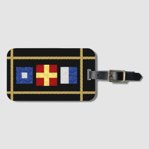 Waterverf Nautical Maritime Signal Flag Monogram Bagagelabel