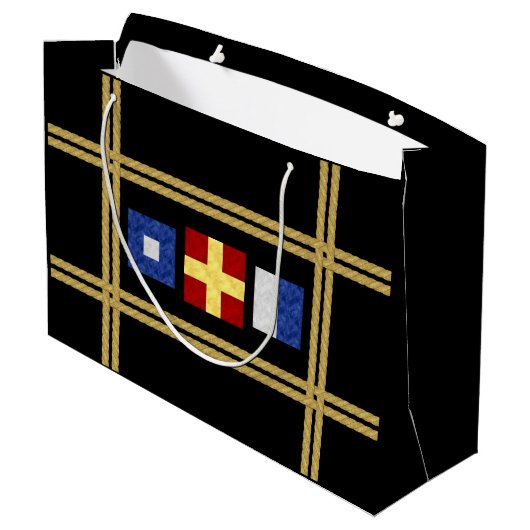 Waterverf Nautical Maritime Signal Flag Monogram Large Cadeautasje (Achterkant Gekanteld)