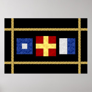Waterverf Nautical Maritime Signal Flag Monogram Poster