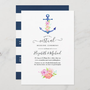 Waterverf Nautical Online Virtual Wedding Kaart