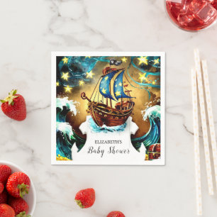 Waterverf Nautical Pirate Baby shower Servet