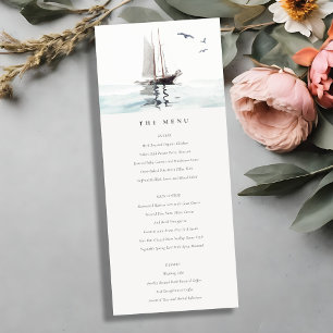 Waterverf Nautical Sail Yacht Wedding Menu Kaart