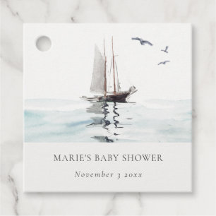 Waterverf Nautical Sailing Yacht Baby shower Bedankjes Labels