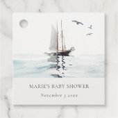 Waterverf Nautical Sailing Yacht Baby shower Bedankjes Labels (Voorkant)