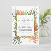 Waterverf Nautical Seaweed Online Virtual Wedding Kaart (Staand voorkant)