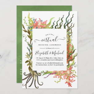 Waterverf Nautical Seaweed Online Virtual Wedding Kaart