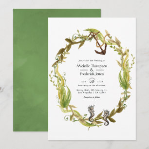 Waterverf Nautical Seaweed Wedding Kaart