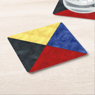 Waterverf Nautical Signal Maritime Vlag Vierkante Kartonnen Onderzetter