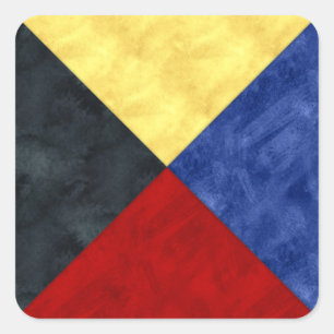 Waterverf Nautical Signal Maritime Vlag Vierkante Sticker