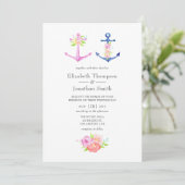 Waterverf Nautical Thormal Wedding Kaart (Staand voorkant)