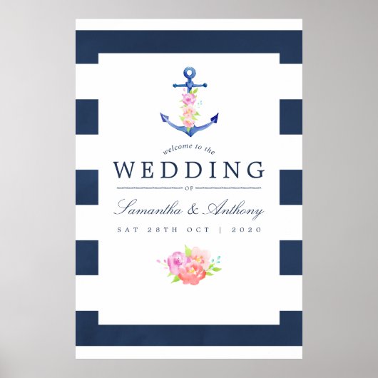Waterverf Nautical Thormal Wedding Poster (Voorkant)