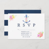 Waterverf Nautical Thormal Wedding RSVP (Voorkant / Achterkant)
