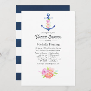 Waterverf Nautical Virtual Baby shower Kaart